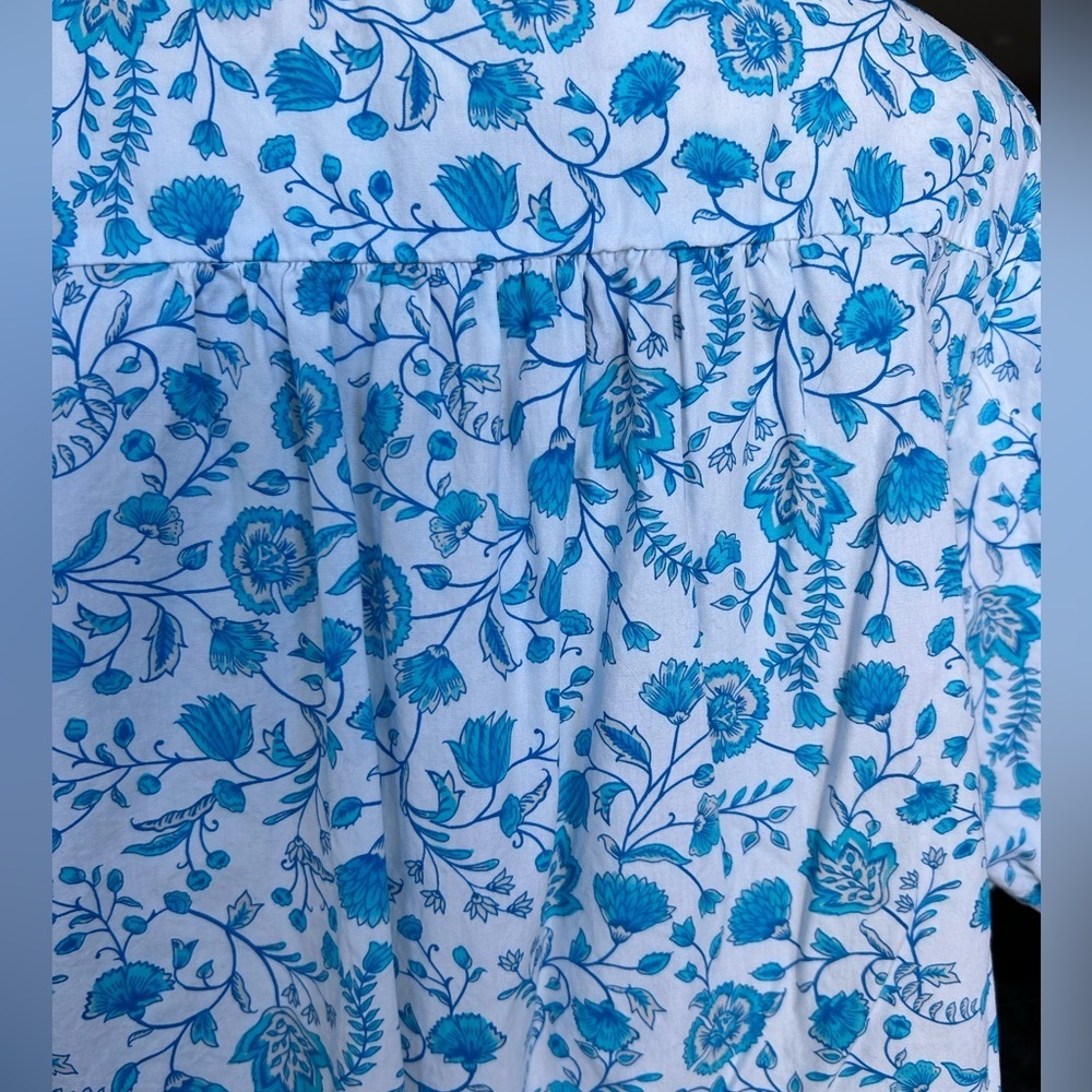 Draper James NWOT 100% Cotton Blue Floral Blouse size XL - Picture 5 of 10